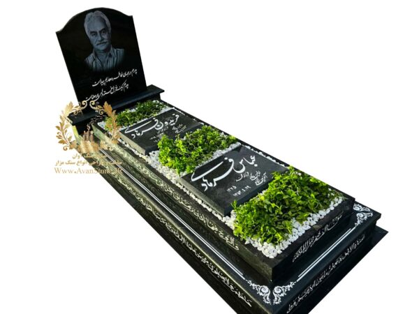 سنگ قبر گرانیت بلک سوپر طرح جزیره ای کد 121