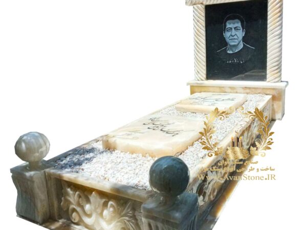 سنگ مزار مرمریت نباتی طرح جزیره ای کد 127