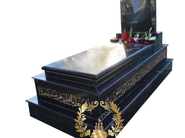 سنگ مزار گرانیت بلک سوپر طرح طبقاتی کد 49