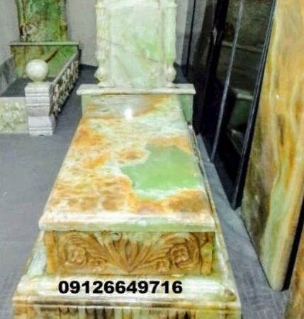 سنگ قبر لاکچری مرمر سبز خورشید نشان - کد 222